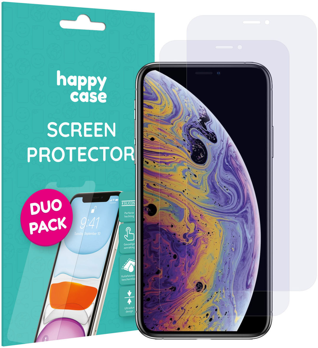 HappyCase Apple iPhone XS Screen Protector Duo Pack afbeelding 1