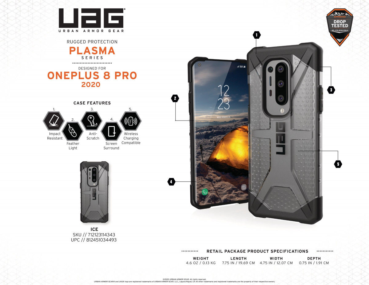 Urban Armor Gear Plasma OnePlus 8 Pro Hoesje Ice afbeelding 13