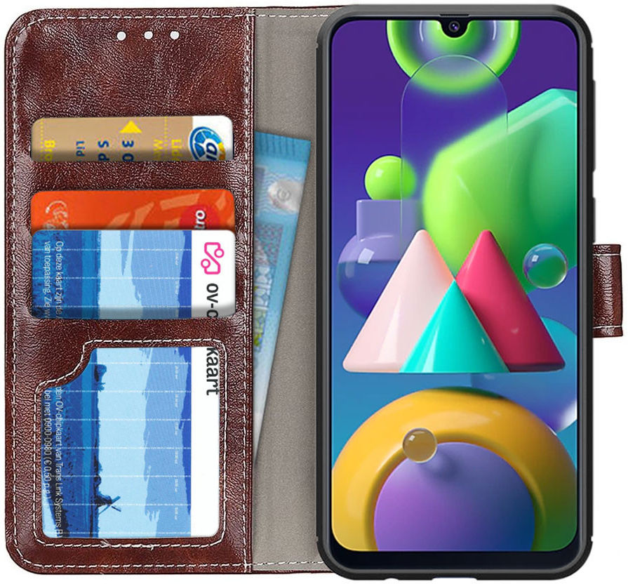 Samsung Galaxy M21 Hoesje Portemonnee Retro Bruin afbeelding 1