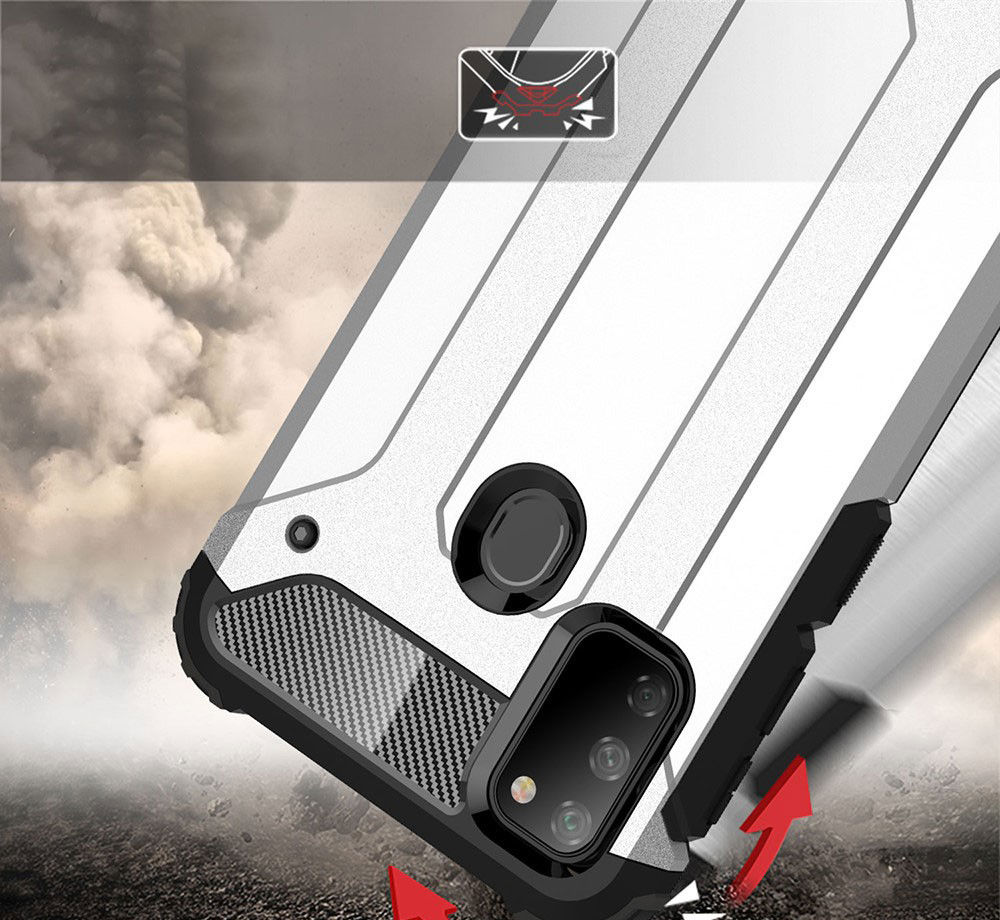 Samsung Galaxy M21 Hoesje Shock Proof Hybride Back Cover Zwart afbeelding 2
