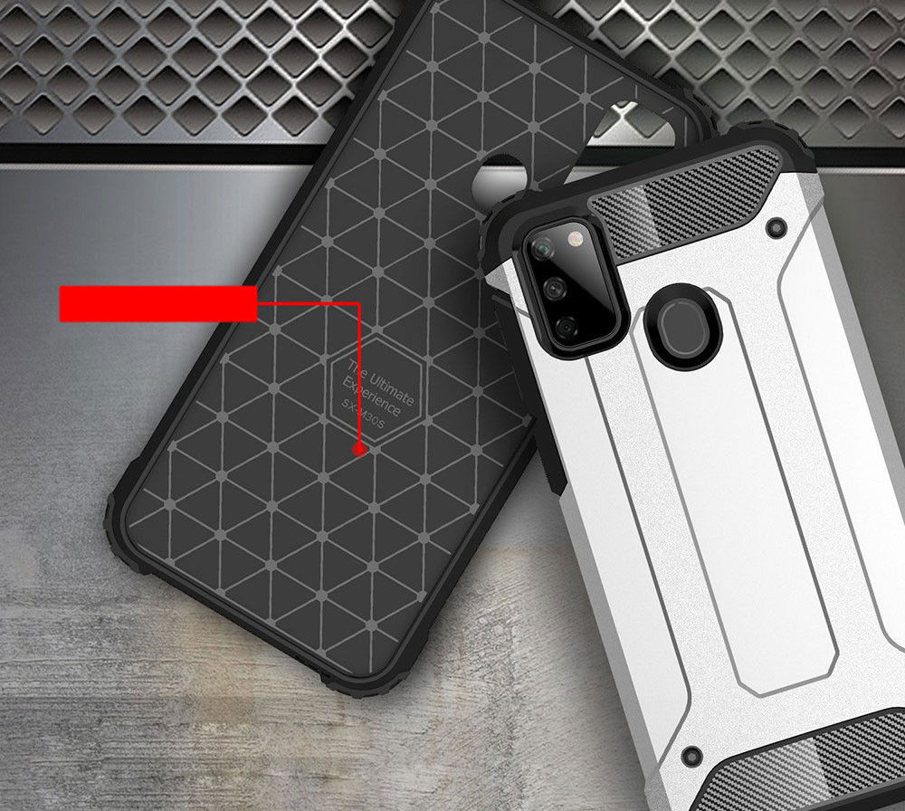 Samsung Galaxy M21 Hoesje Shock Proof Hybride Back Cover Zwart afbeelding 3