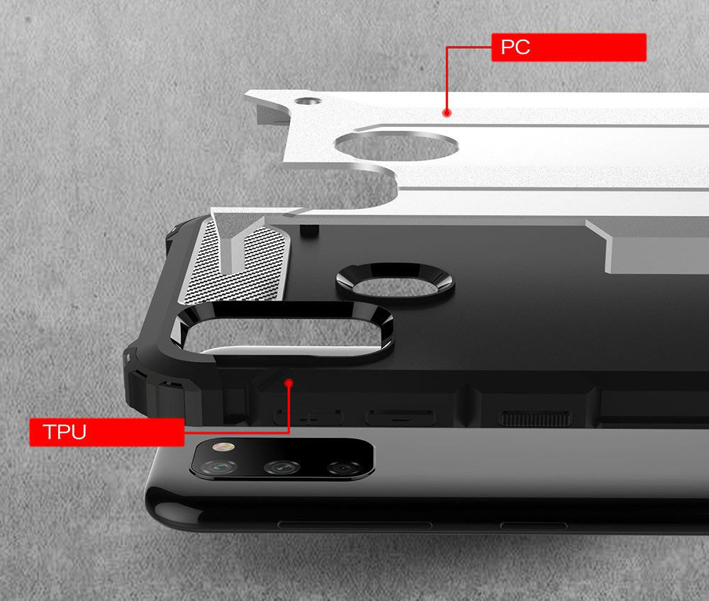 Samsung Galaxy M21 Hoesje Shock Proof Hybride Back Cover Zwart afbeelding 4