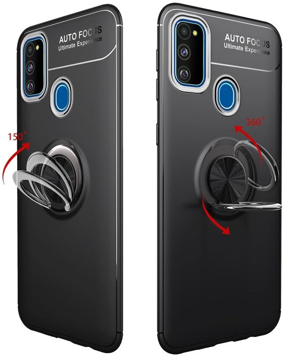 Samsung Galaxy M21 Hoesje met Ring Kickstand Zwart afbeelding 10