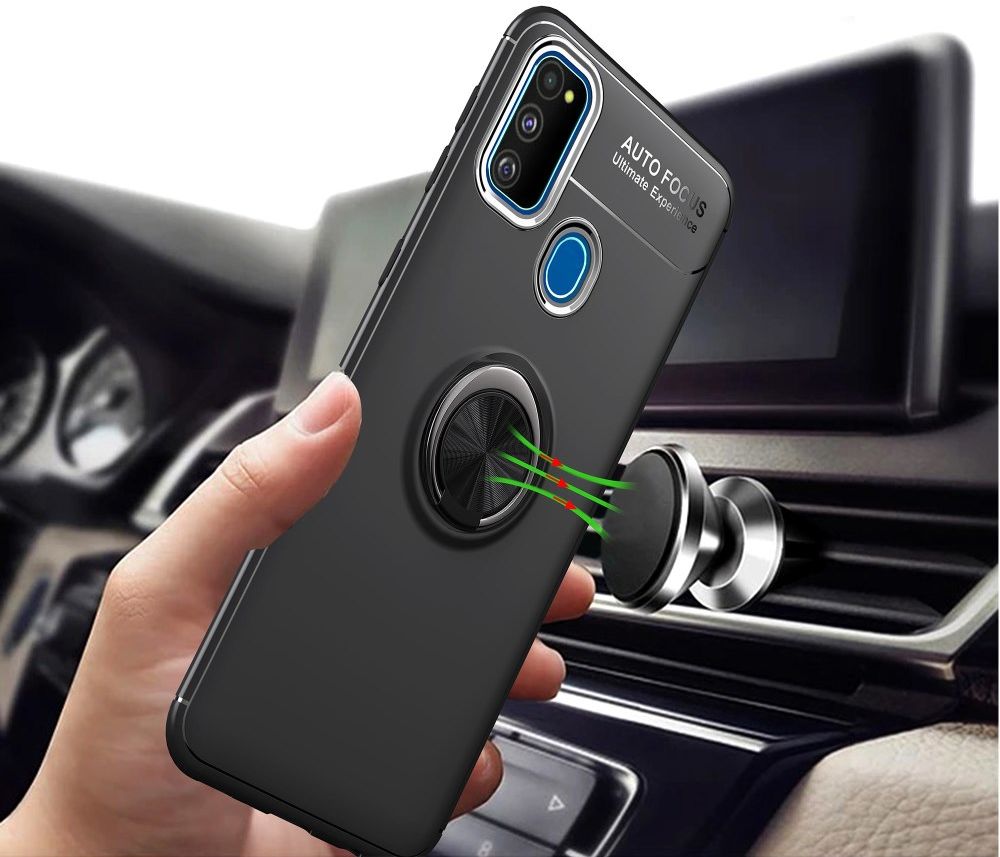 Samsung Galaxy M21 Hoesje met Ring Kickstand Zwart afbeelding 11