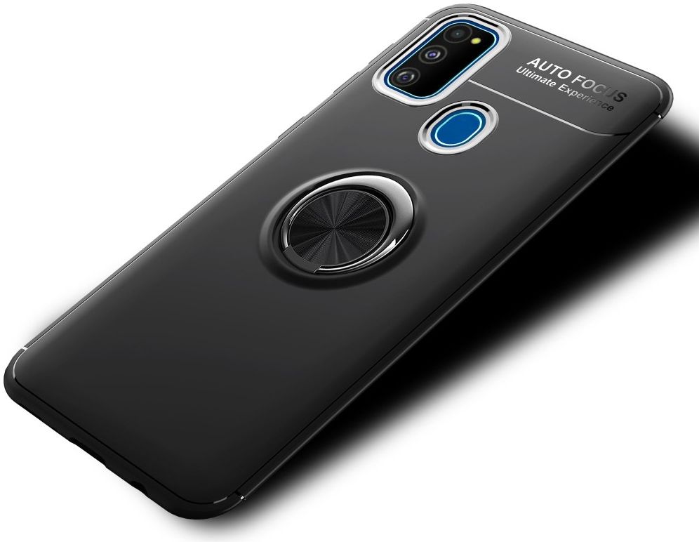 Samsung Galaxy M21 Hoesje met Ring Kickstand Zwart afbeelding 6