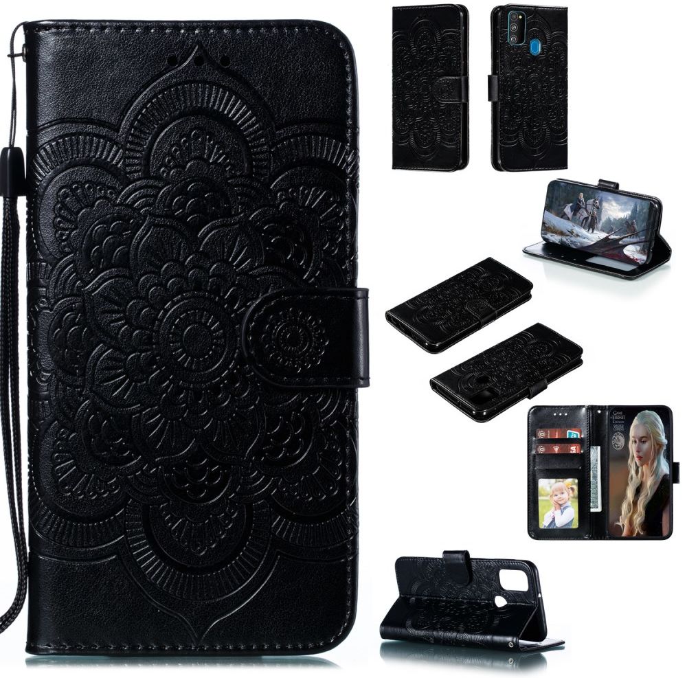 Samsung Galaxy M21 Hoesje Portemonnee met Mandala Print Zwart afbeelding 4