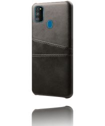Samsung Galaxy M21 Hoesje met Kunstlederen Coating Zwart