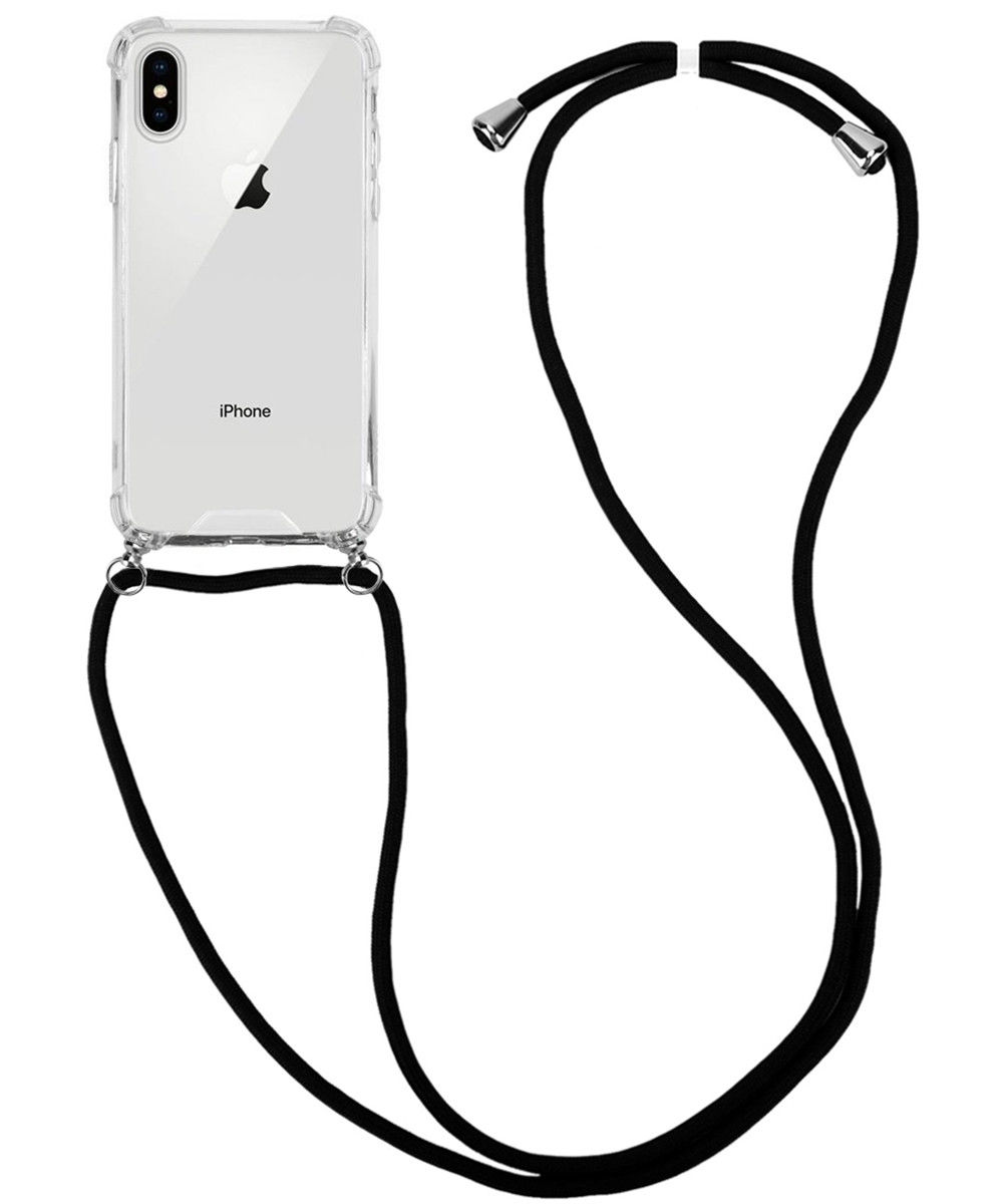 Apple iPhone XS / X Hoesje Hybride Back Cover met Koord Zwart afbeelding 1