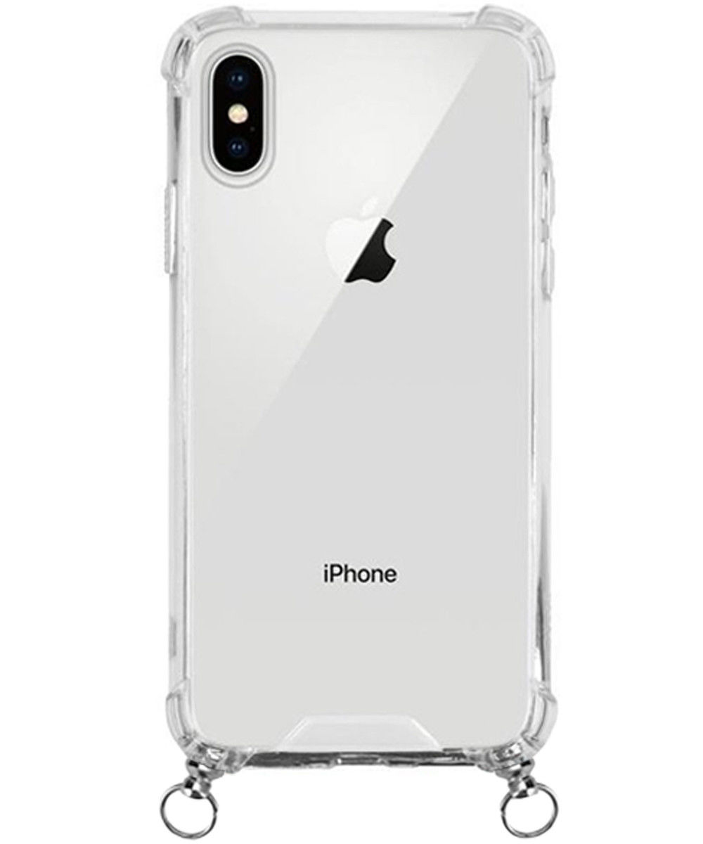 Apple iPhone XS / X Hoesje Hybride Back Cover met Koord Zwart afbeelding 2