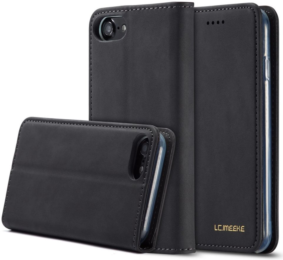 iPhone SE (2020/2022)/8/7 Hoesje Portemonnee Book Case Kunstleer Zwart afbeelding 4