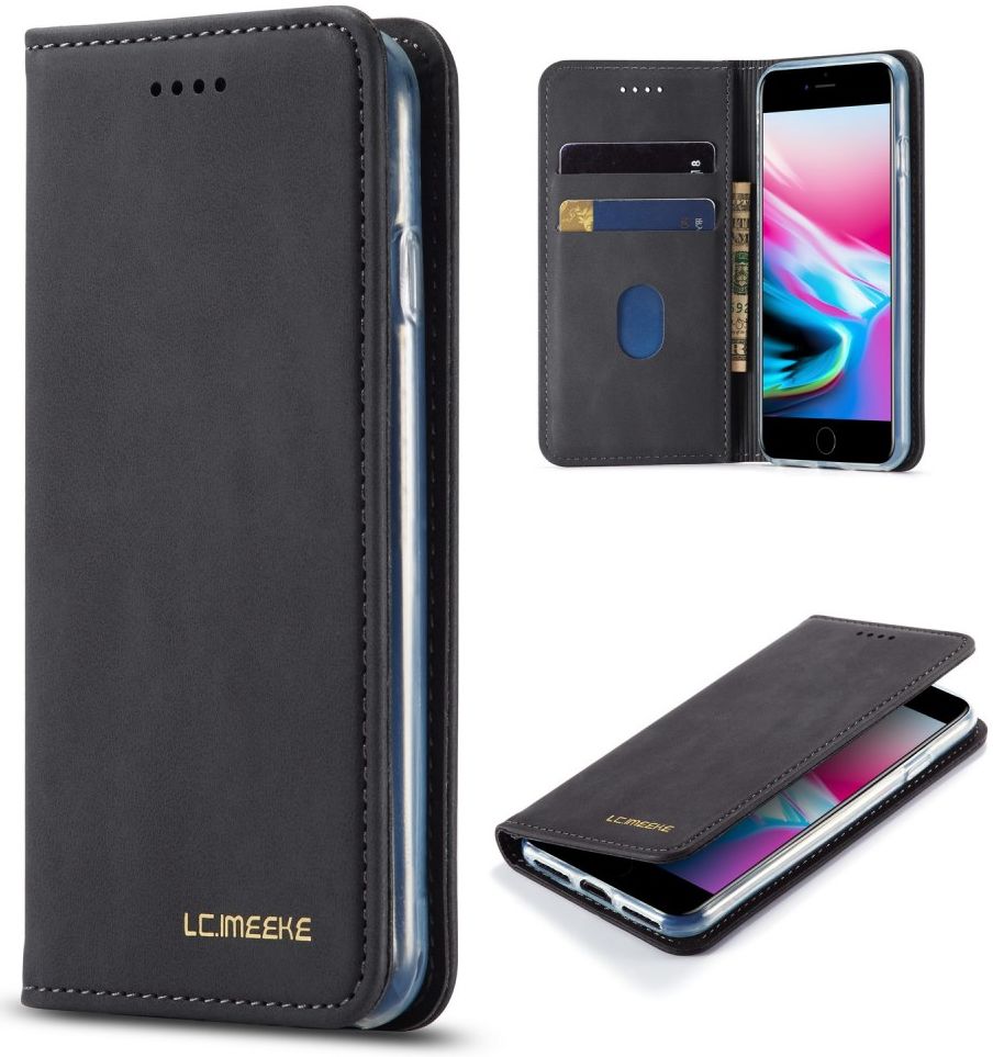 iPhone SE (2020/2022)/8/7 Hoesje Portemonnee Book Case Kunstleer Zwart afbeelding 8