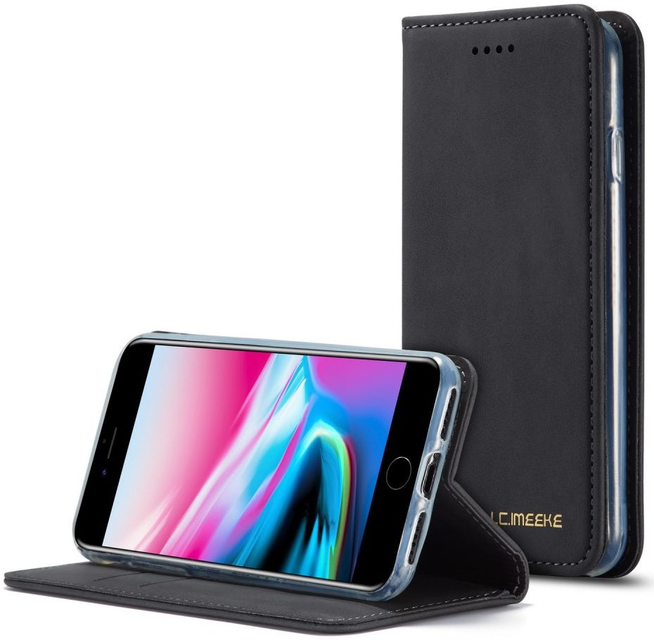 iPhone SE (2020/2022)/8/7 Hoesje Portemonnee Book Case Kunstleer Zwart afbeelding 3