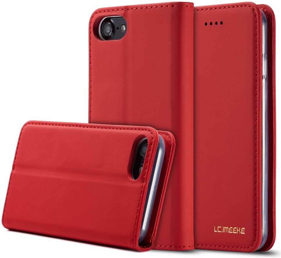 iPhone SE (2020/2022)/8/7 Hoesje Portemonnee Book Case Kunstleer Rood afbeelding 3
