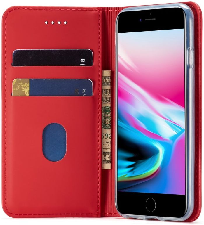 iPhone SE (2020/2022)/8/7 Hoesje Portemonnee Book Case Kunstleer Rood afbeelding 13