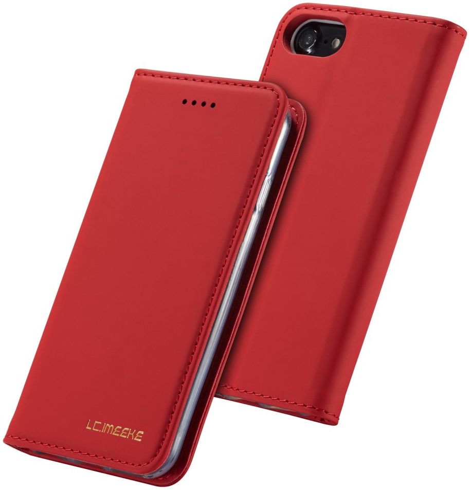 iPhone SE (2020/2022)/8/7 Hoesje Portemonnee Book Case Kunstleer Rood afbeelding 7