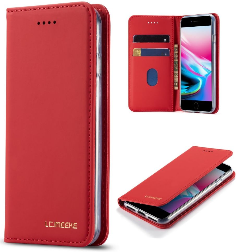 iPhone SE (2020/2022)/8/7 Hoesje Portemonnee Book Case Kunstleer Rood afbeelding 8