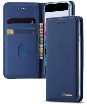 iPhone SE (2020/2022)/8/7 Hoesje Portemonnee Book Case Kunstleer Blauw Hoesjes