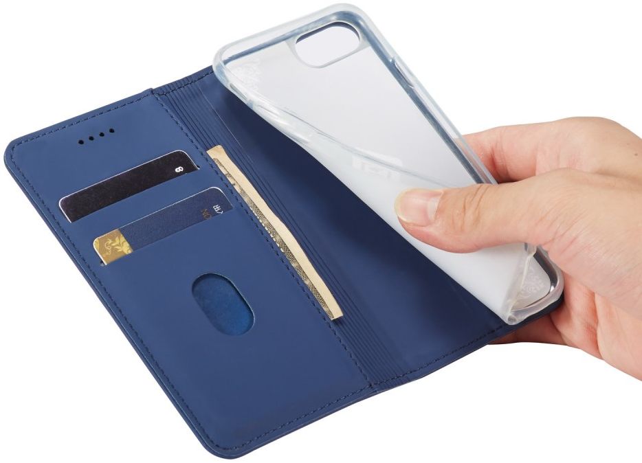 iPhone SE (2020/2022)/8/7 Hoesje Portemonnee Book Case Kunstleer Blauw afbeelding 8