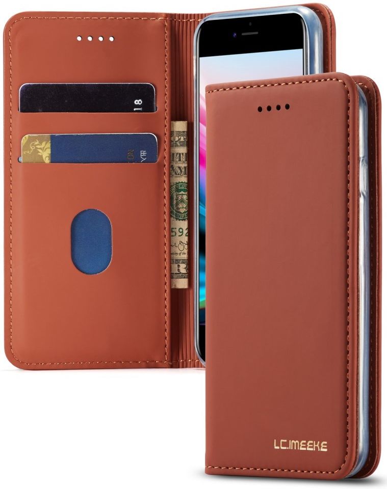 Apple iPhone SE 2020 Hoesje Portemonnee Stand Bookcase Kunstleer Bruin afbeelding 1