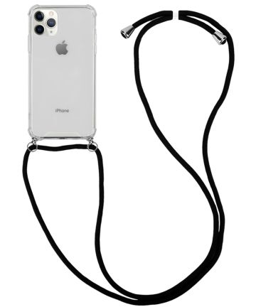 Apple iPhone 11 Pro Hoesje Hybride Back Cover met Koord Zwart Hoesjes