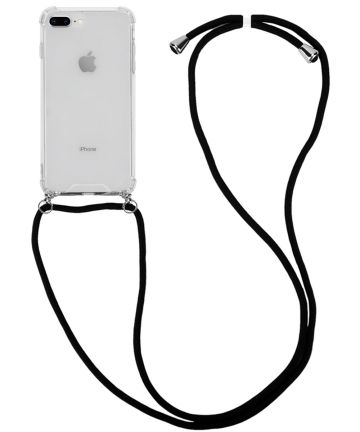 Apple iPhone 8 Plus / 7 Plus Hoesje Hybride Back Cover met Koord Zwart Hoesjes