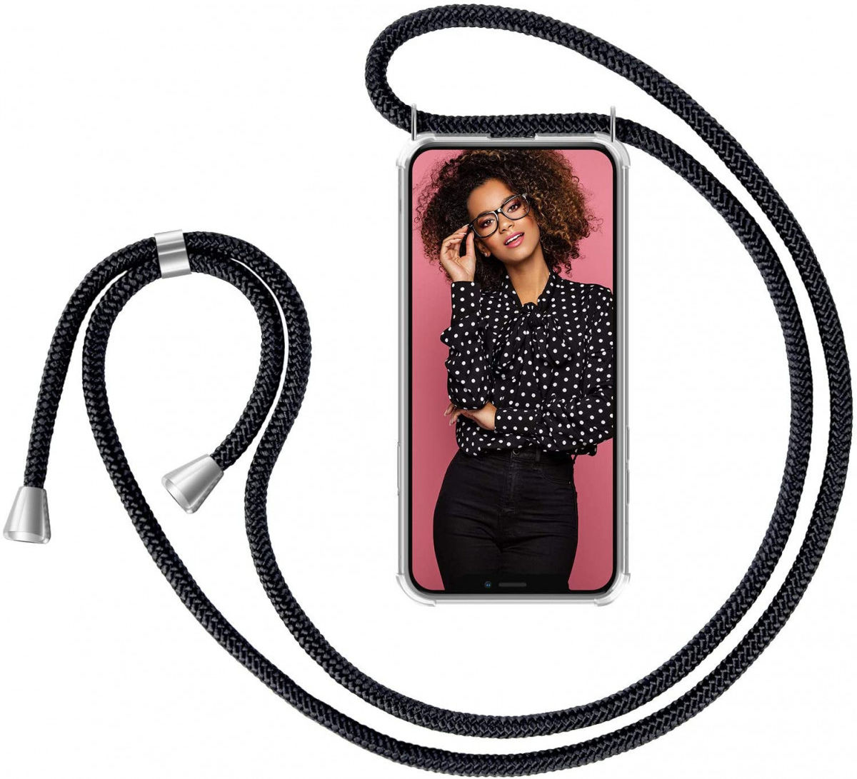 Apple iPhone XR Hoesje Flexibel Transparant TPU met Zwart Koord afbeelding 1