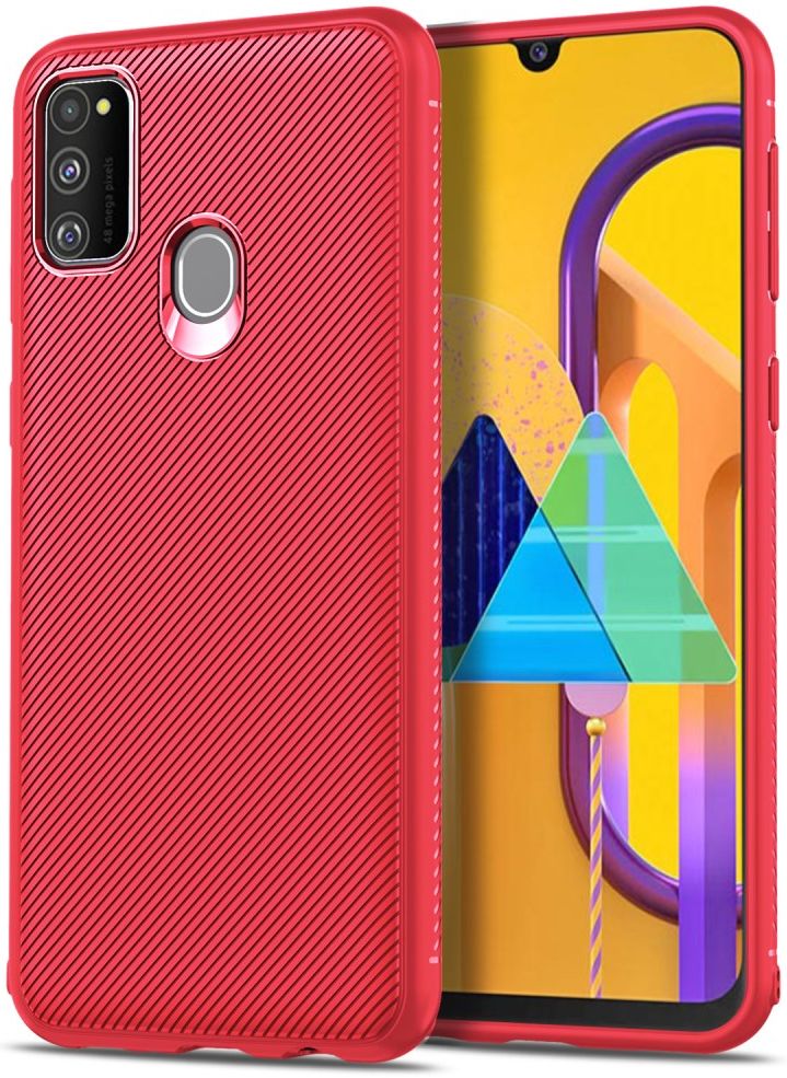 Samsung Galaxy M21 Hoesje Twill Slim Textuur Rood afbeelding 1