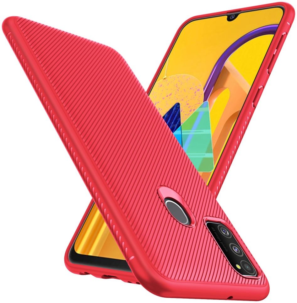 Samsung Galaxy M21 Hoesje Twill Slim Textuur Rood afbeelding 2