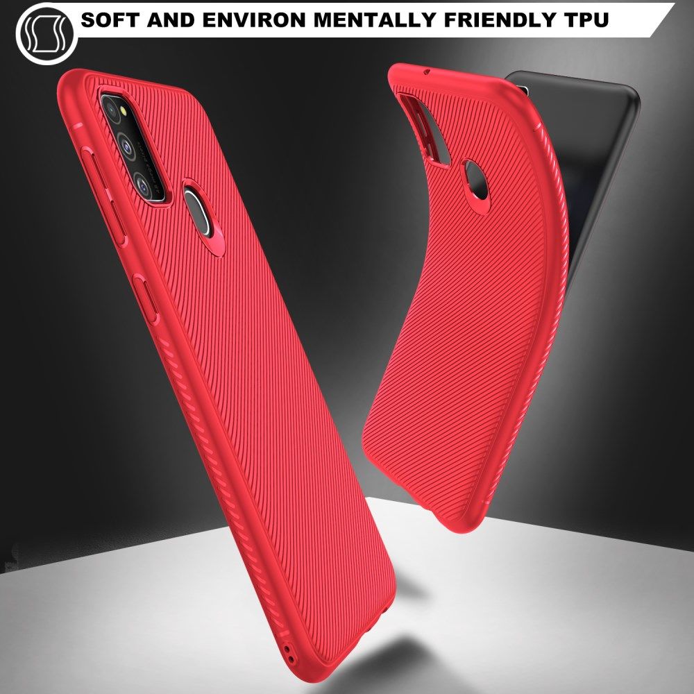 Samsung Galaxy M21 Hoesje Twill Slim Textuur Rood afbeelding 4