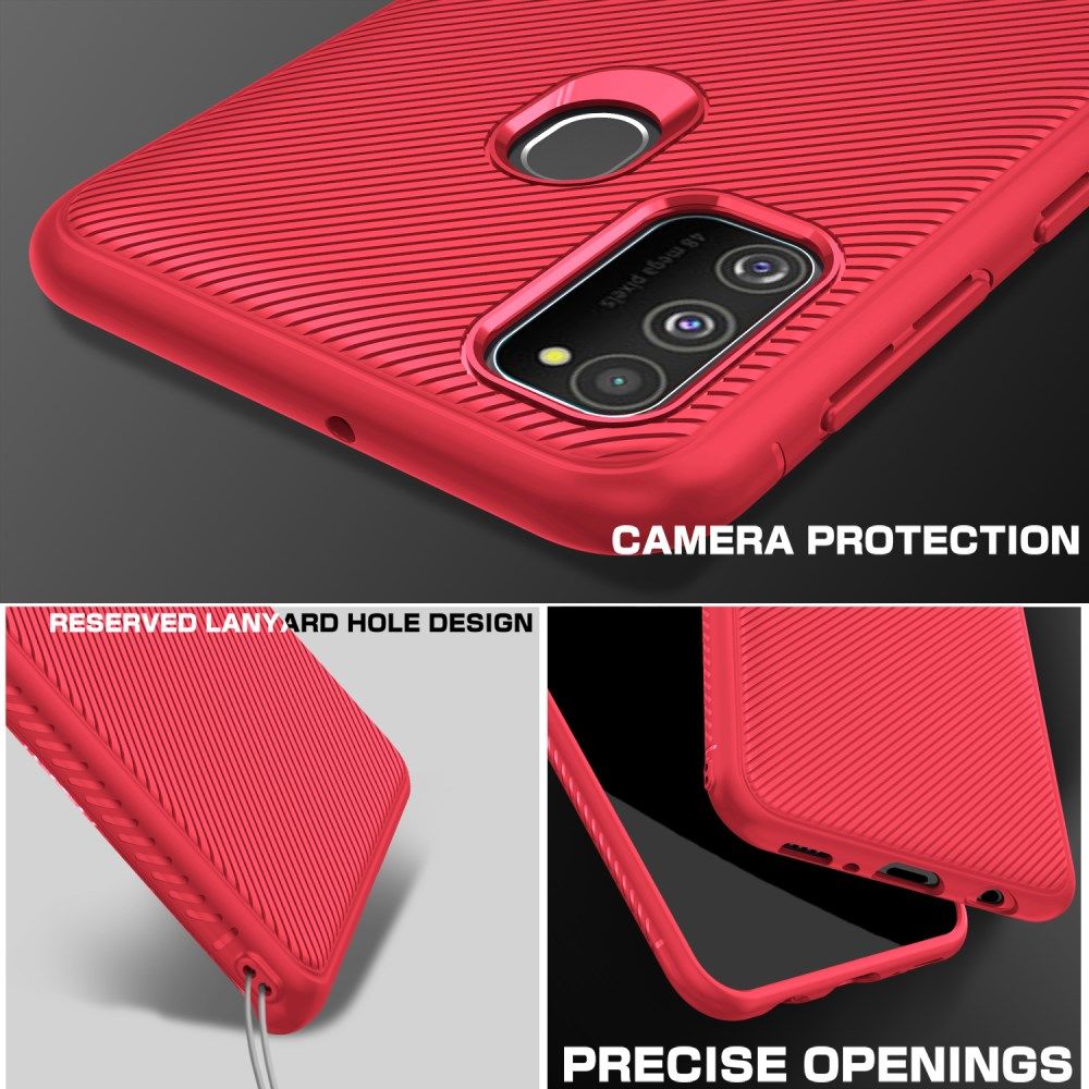 Samsung Galaxy M21 Hoesje Twill Slim Textuur Rood afbeelding 5