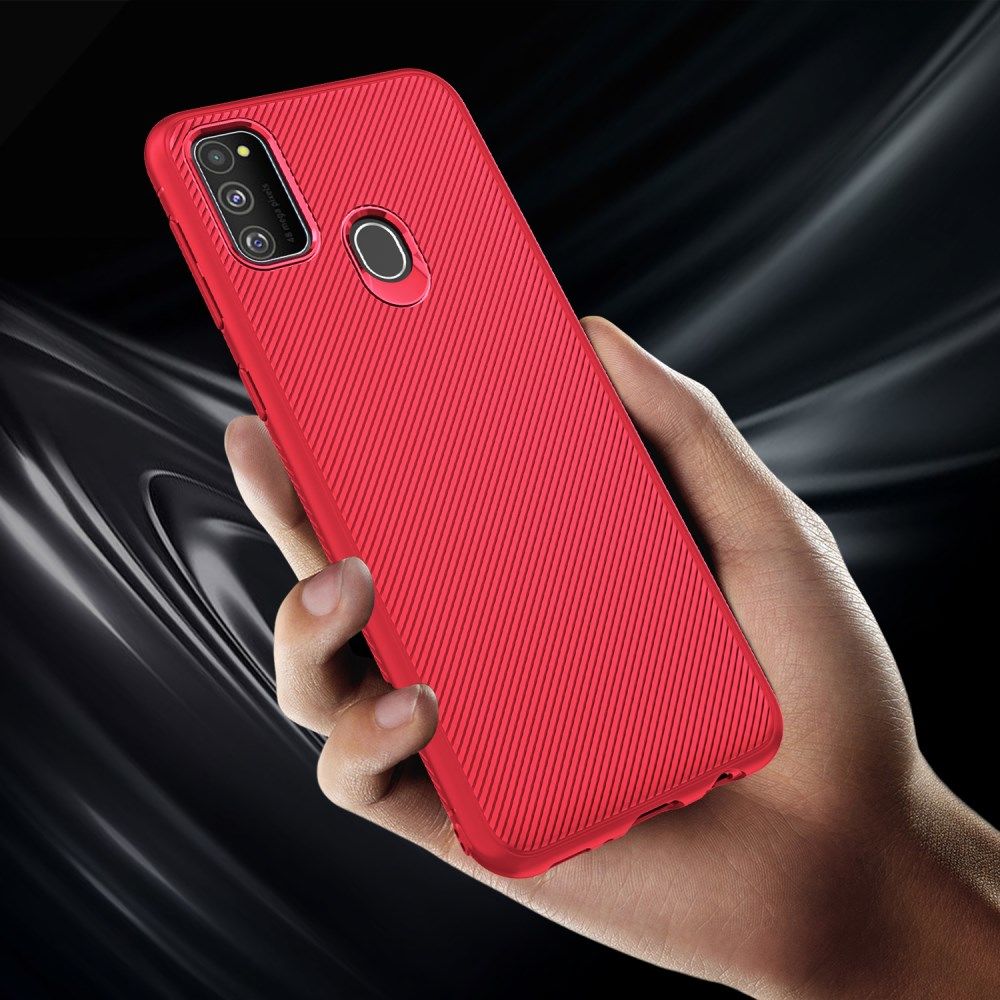 Samsung Galaxy M21 Hoesje Twill Slim Textuur Rood afbeelding 6