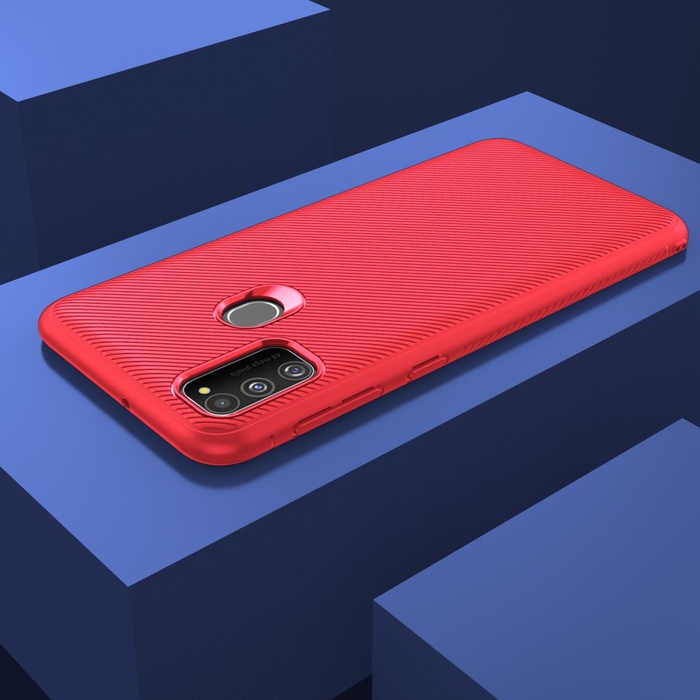 Samsung Galaxy M21 Hoesje Twill Slim Textuur Rood afbeelding 8