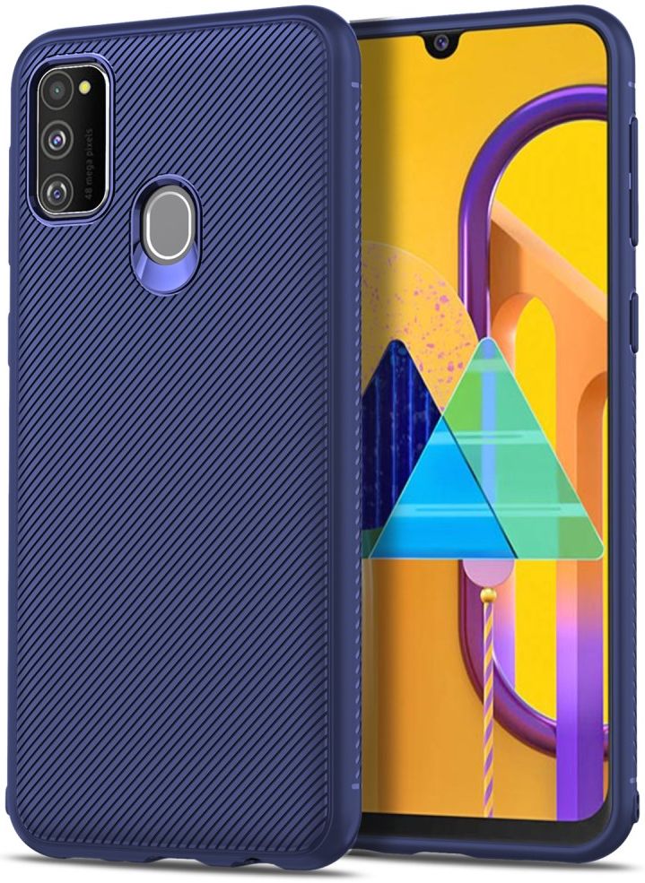 Samsung Galaxy M21 Hoesje Twill Slim Textuur TPU Blauw afbeelding 1
