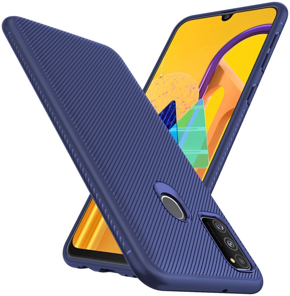 Samsung Galaxy M21 Hoesje Twill Slim Textuur TPU Blauw afbeelding 2
