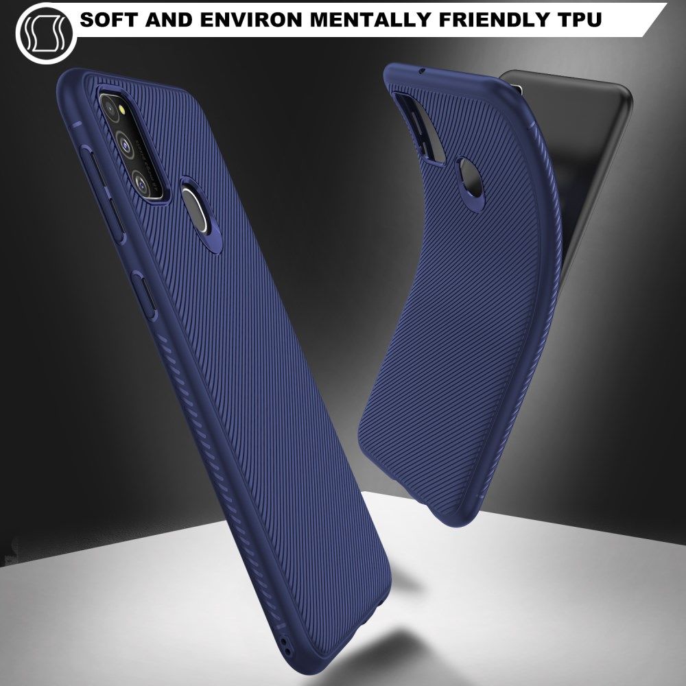 Samsung Galaxy M21 Hoesje Twill Slim Textuur TPU Blauw afbeelding 4