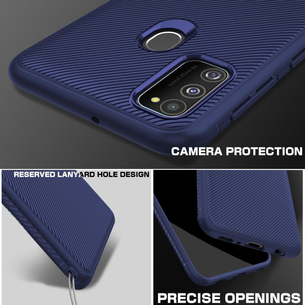 Samsung Galaxy M21 Hoesje Twill Slim Textuur TPU Blauw afbeelding 5