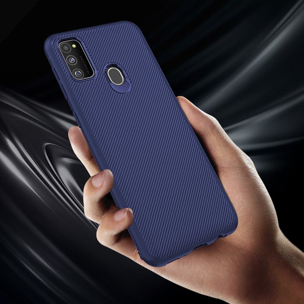 Samsung Galaxy M21 Hoesje Twill Slim Textuur TPU Blauw afbeelding 6