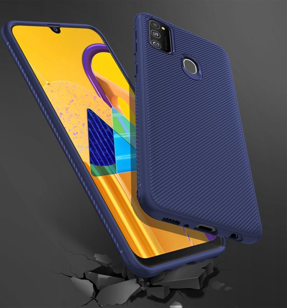 Samsung Galaxy M21 Hoesje Twill Slim Textuur TPU Blauw afbeelding 7