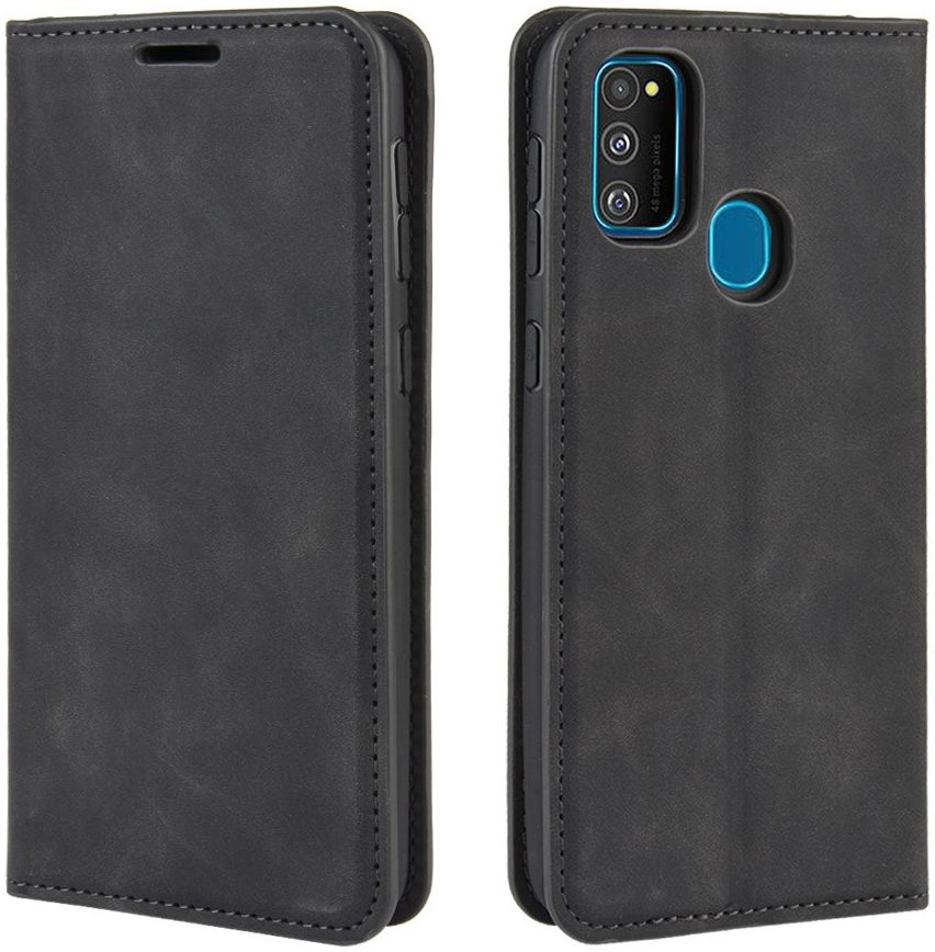Samsung Galaxy M21 Hoesje Zijdezacht Kunstleer Portemonnee Zwart afbeelding 6