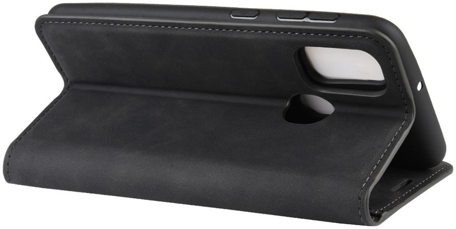 Samsung Galaxy M21 Hoesje Zijdezacht Kunstleer Portemonnee Zwart afbeelding 3
