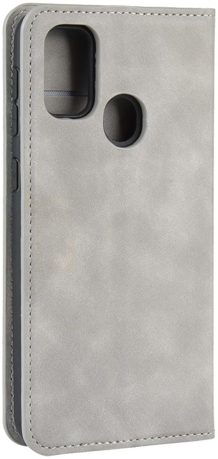 Samsung Galaxy M21 Hoesje Zijdezacht Kunstleer Portemonnee Grijs afbeelding 7
