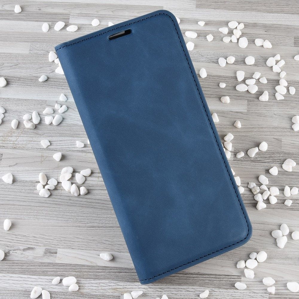 Samsung Galaxy M21 Hoesje Zijdezacht Kunstleer Portemonnee Blauw afbeelding 5