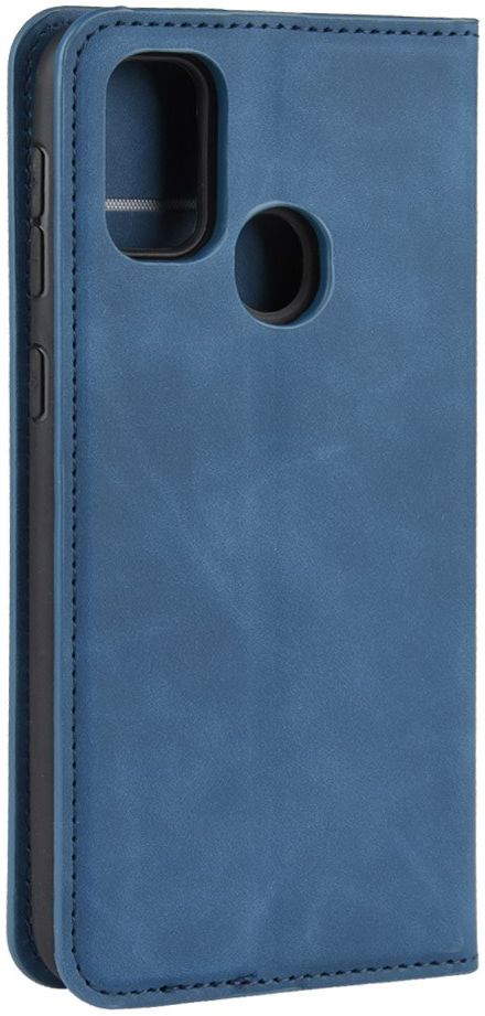 Samsung Galaxy M21 Hoesje Zijdezacht Kunstleer Portemonnee Blauw afbeelding 9