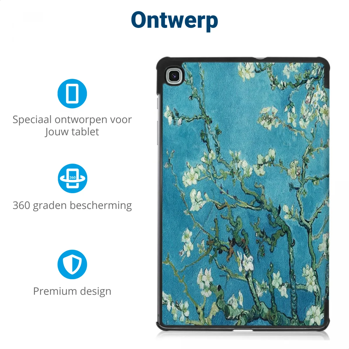 Samsung Galaxy Tab S6 Lite Hoesje Tri-Fold Blossom Print afbeelding 3