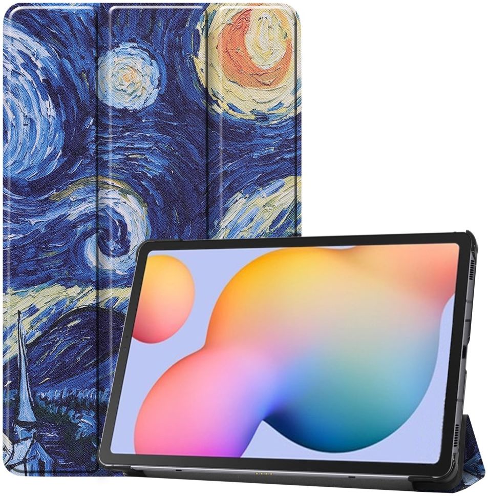 Samsung Galaxy Tab S6 Lite Hoesje Tri-Fold Sterrennacht Print afbeelding 1