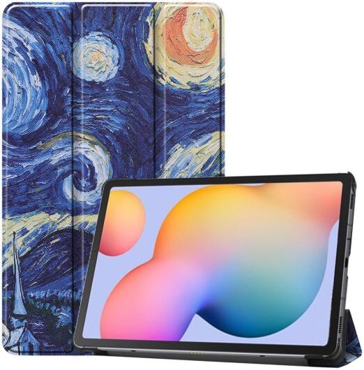 Samsung Galaxy Tab S6 Lite Hoesje Tri-Fold Sterrennacht Print afbeelding 1