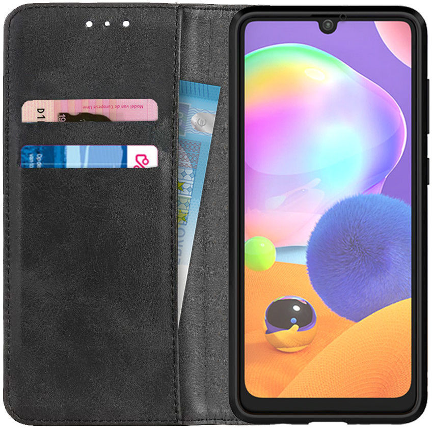 Samsung Galaxy A31 Hoesje Portemonnee Splitleer Book Case Zwart afbeelding 1