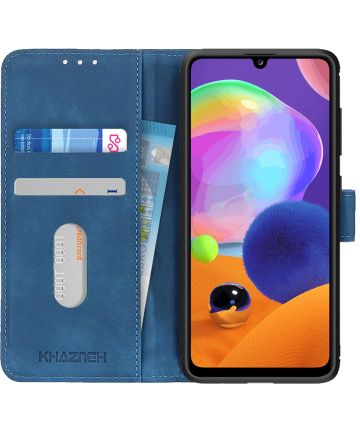 KHAZNEH Samsung Galaxy A31 Hoesje Retro Wallet Book Case Blauw Hoesjes
