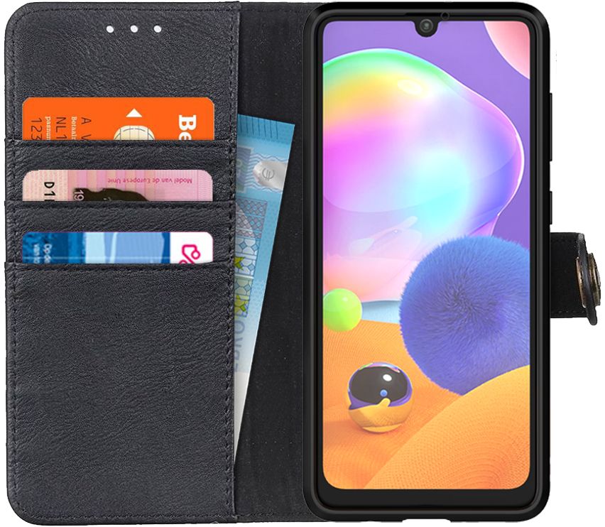 KHAZNEH Samsung Galaxy A31 Hoesje Portemonnee Book Case Zwart afbeelding 1
