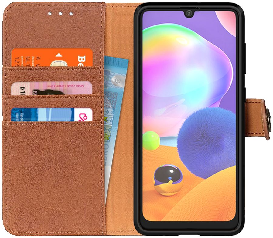 KHAZNEH Samsung Galaxy A31 Hoesje Portemonnee Book Case Bruin afbeelding 1